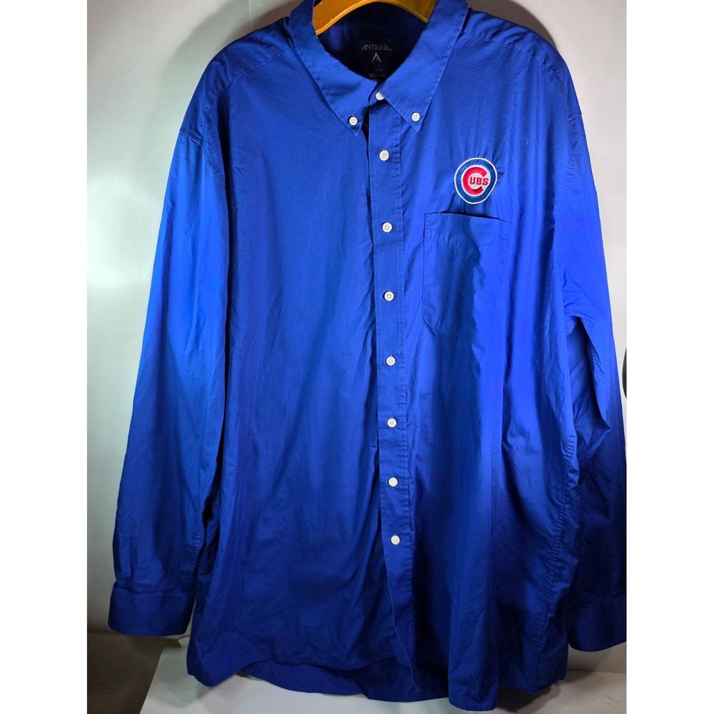Antigua Chicago Cubs Shirt Mens 3XLT Big & Tall Blue Button Down Logo